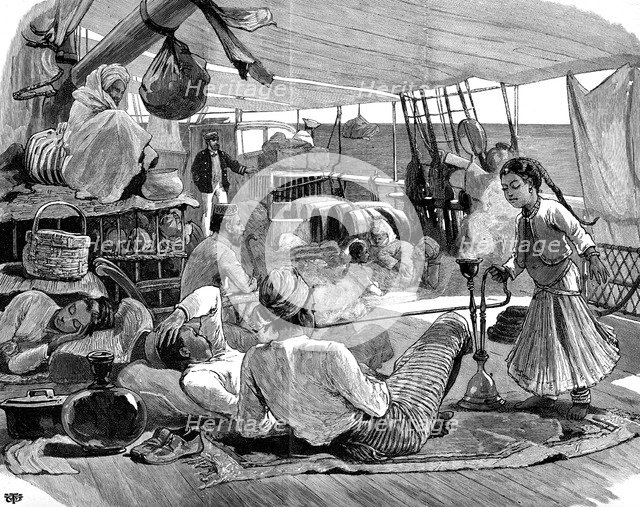 Third class on board the 'Kilwa', Brindisi to Burma, 1886. Artist: Unknown