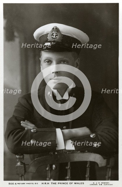 The Prince of Wales in naval uniform, c1910(?).Artist: W&D Downey