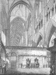 'The Nave, Westminster Abbey, looking West from St. Edward's Chapel', 1845. Artist: John Jackson.
