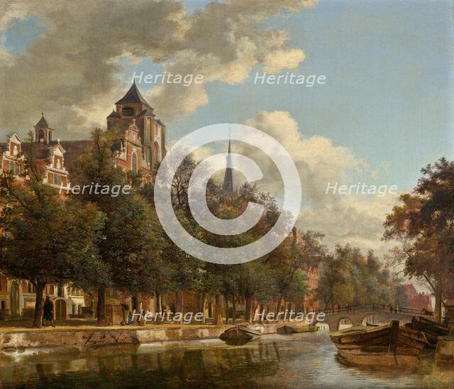 View Down a Dutch Canal, c. 1670. Creator: Jan van der Heyden.
