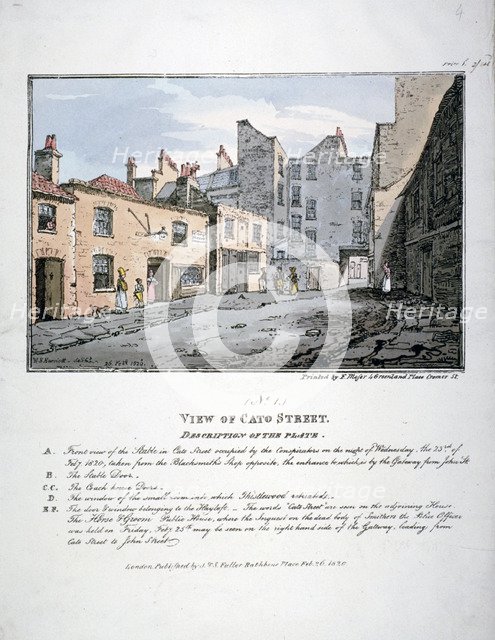 Cato Street, Marylebone, London, 1820. Artist: F Moser