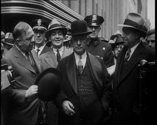 Alfred Emanuel Smith, Governor of New York Being Presented a Case of Beers by Mr Meyer From..., 1930 Creator: British Pathe Ltd.