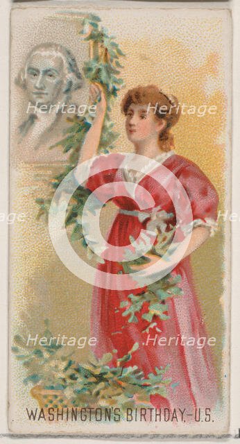 George Washington's Birthday, United States, from the Holidays series (N80) for Duke brand..., 1890. Creator: George S. Harris & Sons.