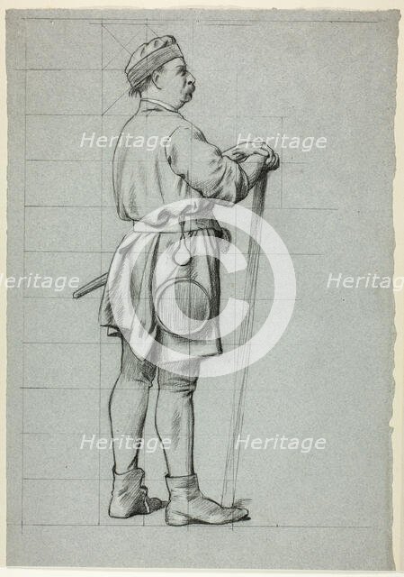 Standing Man with Hands Resting on Stick, n.d. Creator: Henry Stacy Marks.