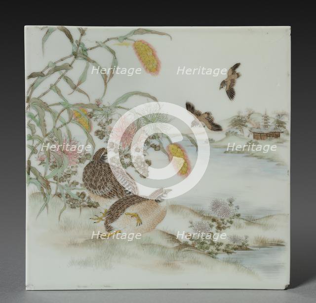 Plaque with Quail, Late 1700s. Creator: Unknown.