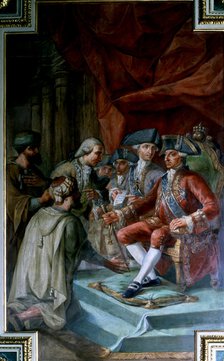 The Ali Caramanli before King Charles III to sign the treaty of peace, friendship and commerce wi…
