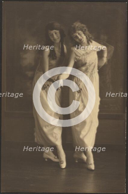 Portrait of Two Young Women in Matching Dresses, 1907-1924. Creator: Louis Fleckenstein.