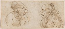 Two Grotesque Heads Facing Each Other in Profile, c1510. Creator: Francesco Melzi.