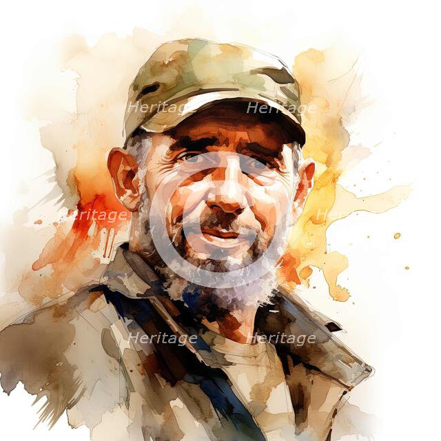 AI IMAGE - Portrait of Fidel Castro, 1970s, (2023). Creator: Heritage Images.