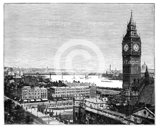 Big Ben and the Houses of Parliament, Westminster, London, 1870. Artist: Unknown
