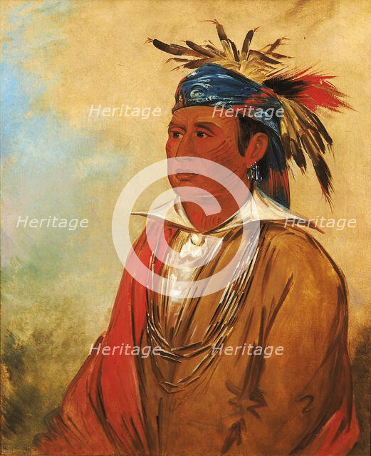 Wah-pón-jee-a, The Swan, a Warrior, 1830. Creator: George Catlin.