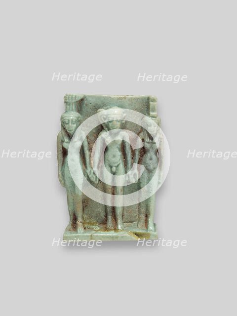 Amulet of Nephthys, Horus the Child, and Isis, Egypt, Late Period, Dynasty 26 (664-525 BCE). Creator: Unknown.