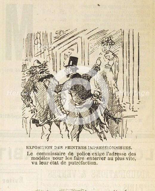 Le commissaire de police exige l'adresse des modèles pour les faire enterrer..., 1877. Creator: Cham (Amédée Charles de Noé) (1819-1879).