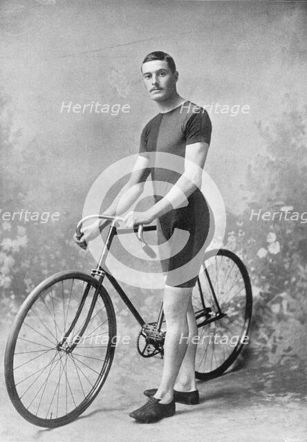 Portrait of the cyclist R Palmer, 1896.  Creator: Symmons & Thiele.