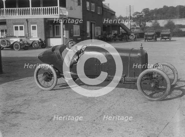 Andre Lombard in his Salmson at the JCC 200 Mile Race, Brooklands, Surrey, 1921. Artist: Bill Brunell.