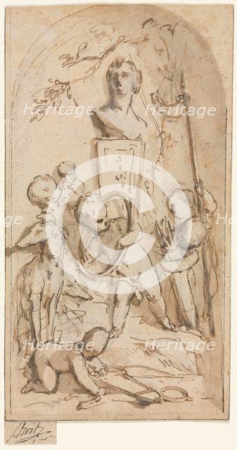 Bust of Diana with Putti and Hunting Attributes, first half 18th century. Creator: Jacob de Wit (Dutch, 1695-1754).