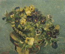Basket of pansies on a small table, 1887. Artist: Gogh, Vincent, van (1853-1890)