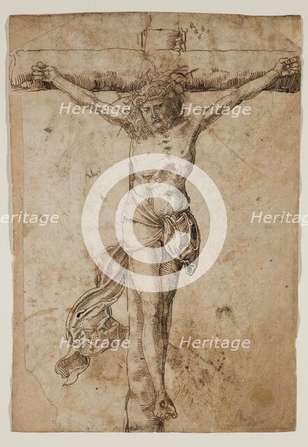 Christ on the Cross (recto), Studies of Heads and a Standing Figure (verso), between 1505 and 1507. Creator: German; After Hans Baldung Grien German, 1484-1545.