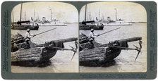 Russian gunboat 'Bobre' at New Chwang, Manchuria, Russo-Japanese War, 1904.Artist: Underwood & Underwood