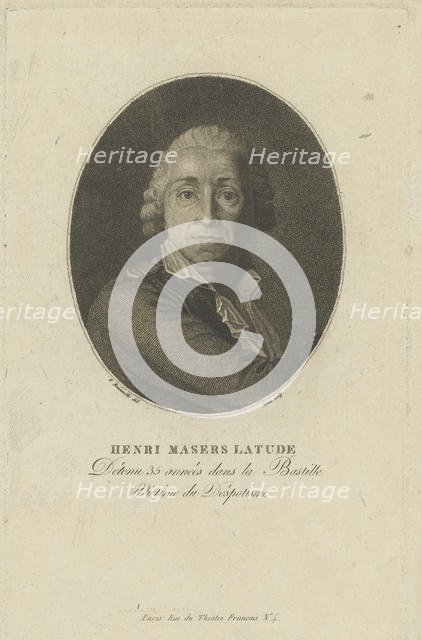 Portrait of Henri Masers de Latude (1725-1805) , c. 1793. Creator: Bonneville, François (active 1787-1802).