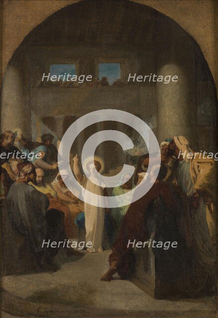 Sketch for the church of Saint-Etienne-du-Mont: Jesus among the doctors, 1865. Creator: Felix Giacomotti.