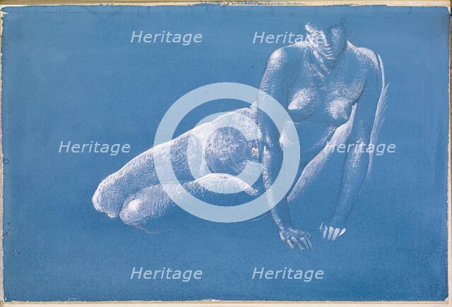 Sketchbook - Nude Study of Medusa for 'The Death of Medusa I', 1875-79. Creator: Sir Edward Coley Burne-Jones.