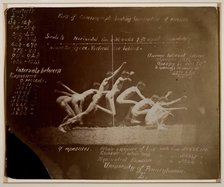 Marey Wheel Photographs of Unidentified Model, with Eadweard Muybridge Notations, 1884. Creator: Thomas Eakins.