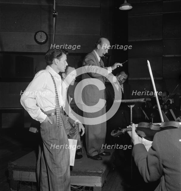 Portrait of Frank Sinatra and Axel Stordahl, Liederkrantz Hall, New York, N.Y., ca. 1947. Creator: William Paul Gottlieb.