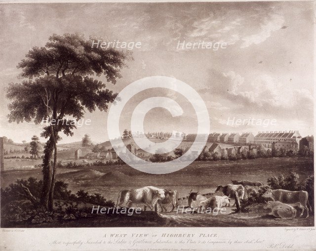 Highbury Place, Highbury, Islington, London, 1787. Artist: Robert Pollard