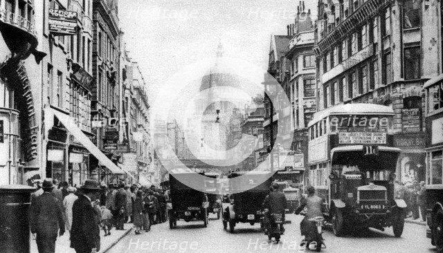 Fleet Street as seen from opposite Salisbury Court, London, 1926-1927. Artist: Unknown