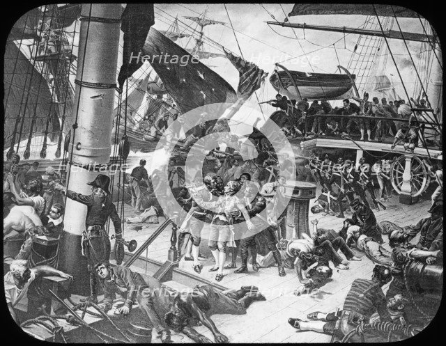 The deck of HMS 'Victory', 1805. Artist: Newton & Co