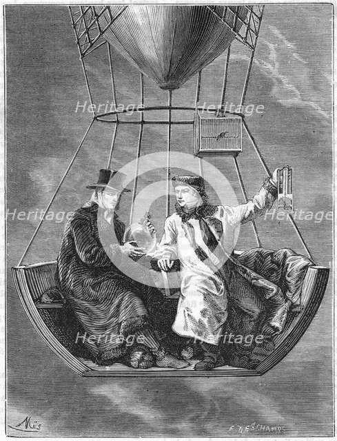 Jean Baptiste Biot and Joseph Louis Gay-Lussac, French scientists, 1804 (1870). Artist: Unknown
