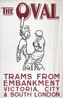 'The Oval', London County Council (LCC) Tramways poster, 1930. Artist: Unknown