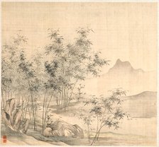 A Solitary Crane in the Bamboo Grove, early 1600s. Creator: Tao Hong (Chinese, active c. 1610-1640).