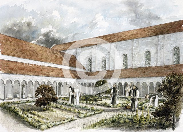 Rievaulx Abbey, mid 13th century, (c1990-2010). Artist: Peter Dunn.