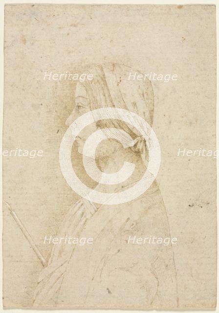 Profile of a Girl Holding a Candle, 1400s. Creator: Unknown.