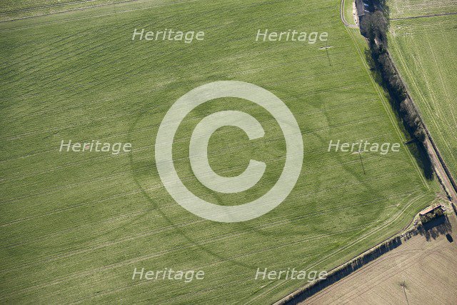 Iron Age double ditched enclosure crop mark, near South Wonston, Hampshire, 2018. Creator: Historic England Staff Photographer.