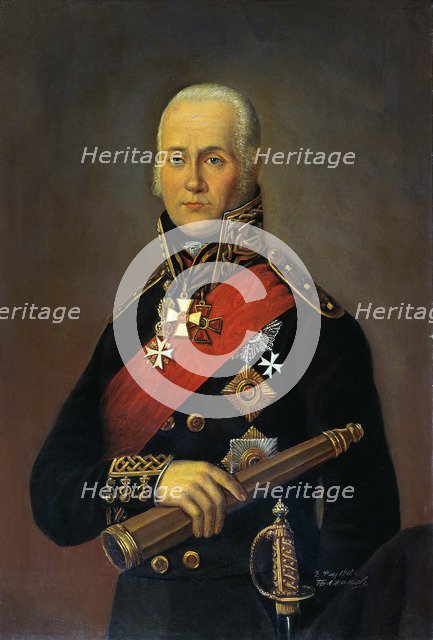 Portrait of the Admiral Fyodor Fyodorovich Ushakov (1745–1817), 1912.  Creator: Bazhanov, Pyotr Nikolaevich (1851-1913).