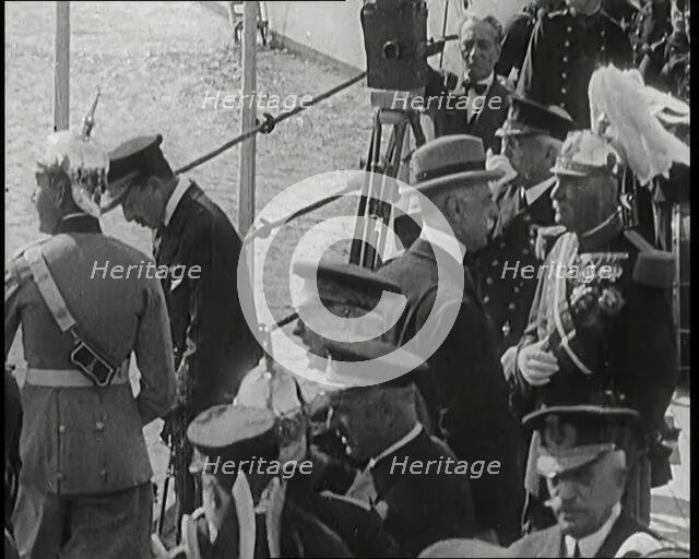 A Seaplane (flying boat) Landing in Spain as King Alfonso XIII of Spain Watches, 1926. Creator: British Pathe Ltd.