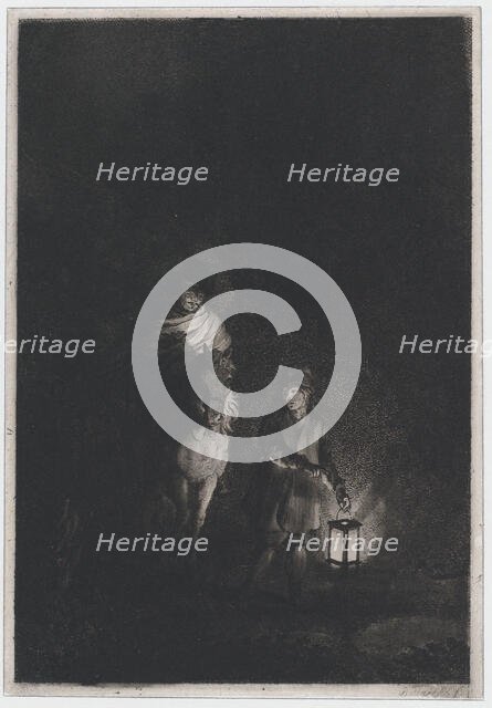 Rider and boy with lantern, 1797. Creator: Adam von Bartsch.