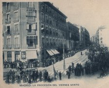 Easter, Good Friday procession in Madrid, 1912 postcard.