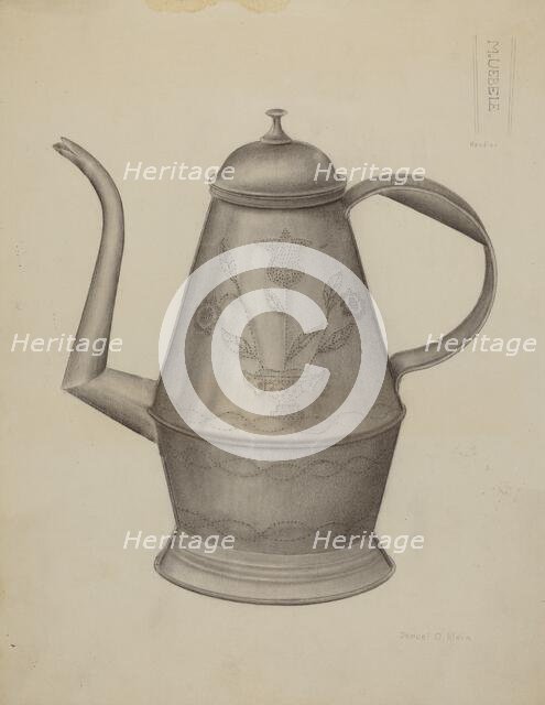 Pa. German Coffee Pot, c. 1937. Creator: Samuel O. Klein.