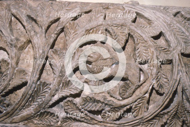 Coptic woodcarving of lion in foliage, c5th-7th century. Artist: Unknown.