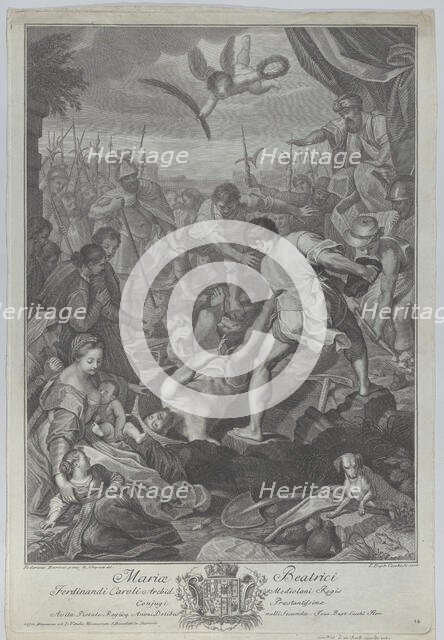 The martyrdom of Saint Vitalis of Milan, who is being buried alive, 1776. Creators: Giovanni Battista Cecchi, Ranieri Allegranti.