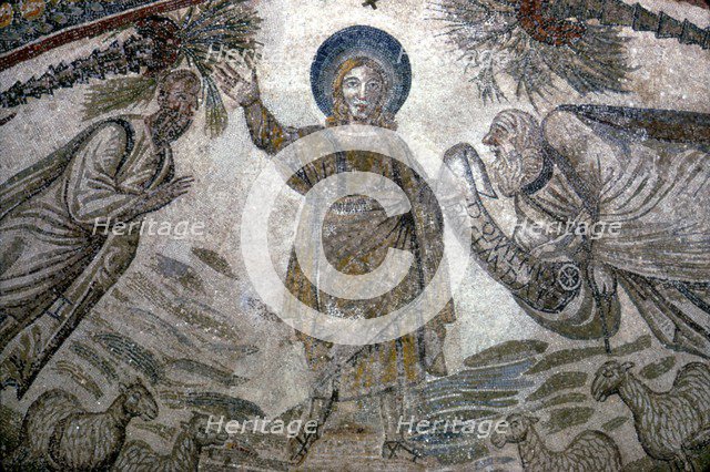 Christ with St Paul and St Peter (right), Mosail detail, Church of Santa Costanza, Rome, 350 BC. Artist: Unknown.