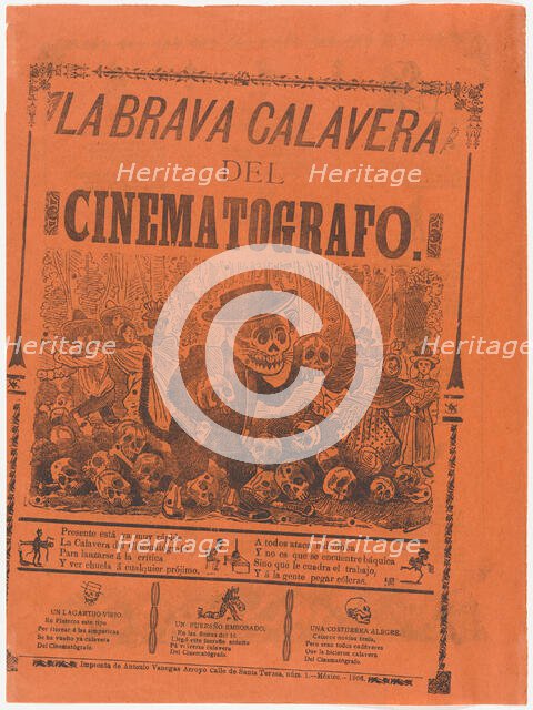 The brave cinematographer skeleton, 1906., 1906. Creator: José Guadalupe Posada.