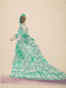 Fashion Study: Woman in a Green Dress, 19th century. Creator: Anon.