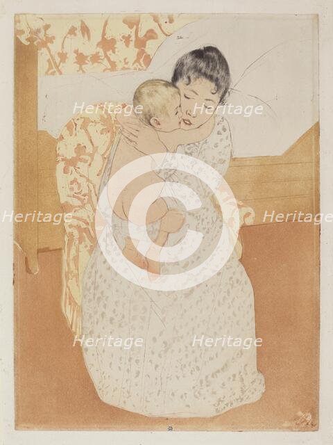 Maternal Caress, 1890-1891. Creator: Mary Cassatt.
