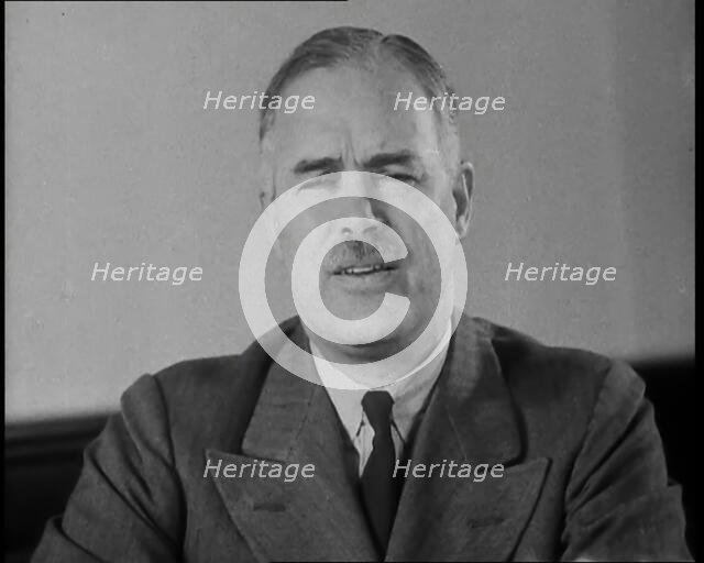 Dudley Aman, 1st Baron Marley Talking to the Camera, 1936. Creator: British Pathe Ltd.