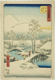 Numazu: Mount Fuji and Mount Ashigara in Clear Weather after Snow, no. 13 (Numazu, Ashigar..., 1855. Creator: Ando Hiroshige.